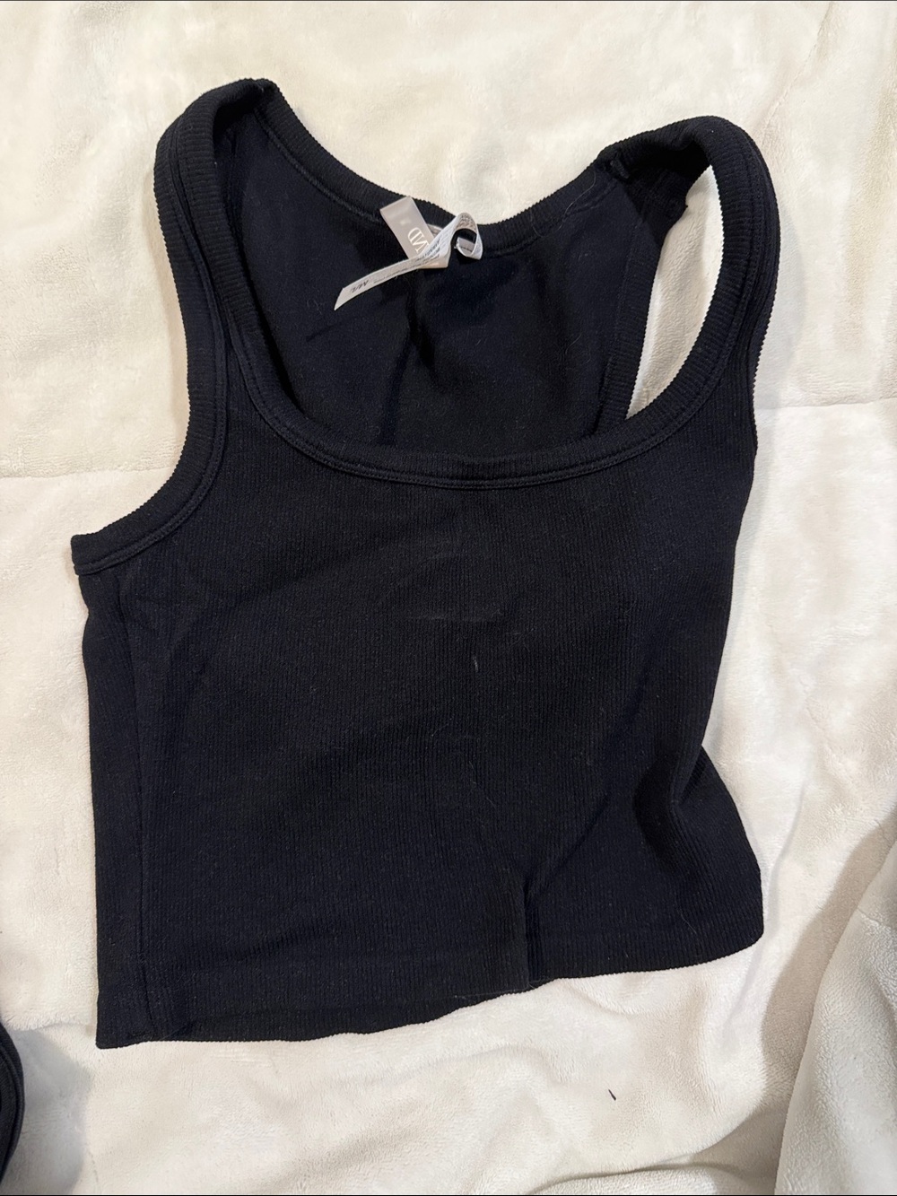 Black Ribbed Racerback Tank Top - Women